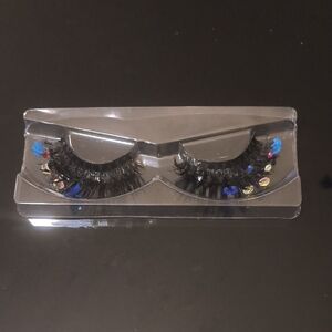 Black False Eyelashes with Colorful Gems